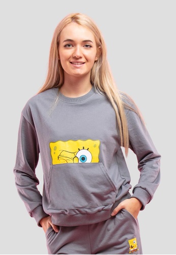 FOREST grey Forest X Spongebob Ladies Cotton Long Sleeve Sweatshirt ( 1 Piece ) - SPD0010 A1E98AA9461CC9GS_1