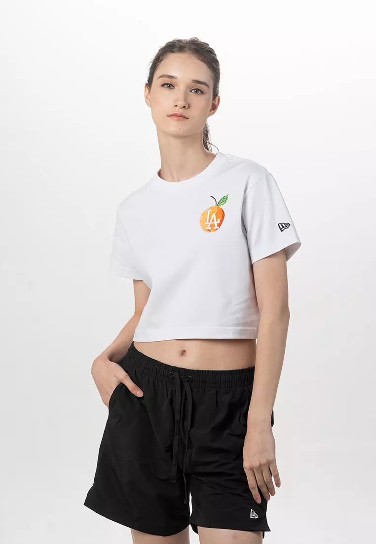 Los Angeles Dodgers MLB City Vibe Fruity Foodie White Short Sleeve Crop Top T-Shirt