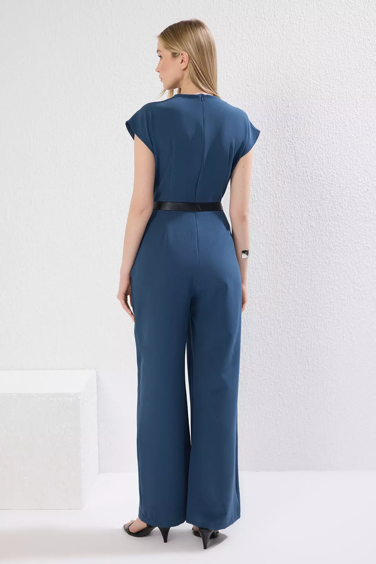 Petrol Belted Double Breasted Maxi Jumpsuit Overalls