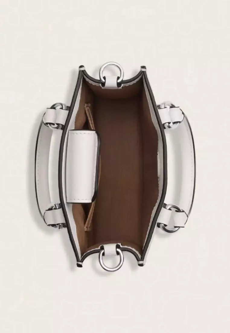 Coach Mini Tote In Signature Canvas Chalk Glacier White