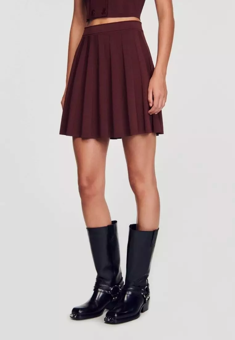 Short pleated 2024 skirt brown