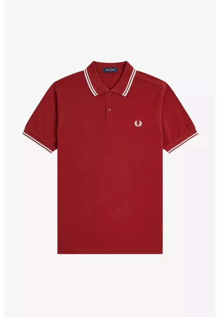 Fred Perry M3600 Twin Tipped Fred Perry Shirt (Burnt Red / Snow White / Snow White)