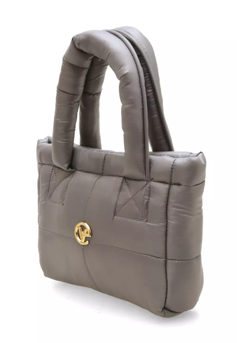 Angelina Pillow Puffy Bag Smooth Texture And High Quality - Silver Grey