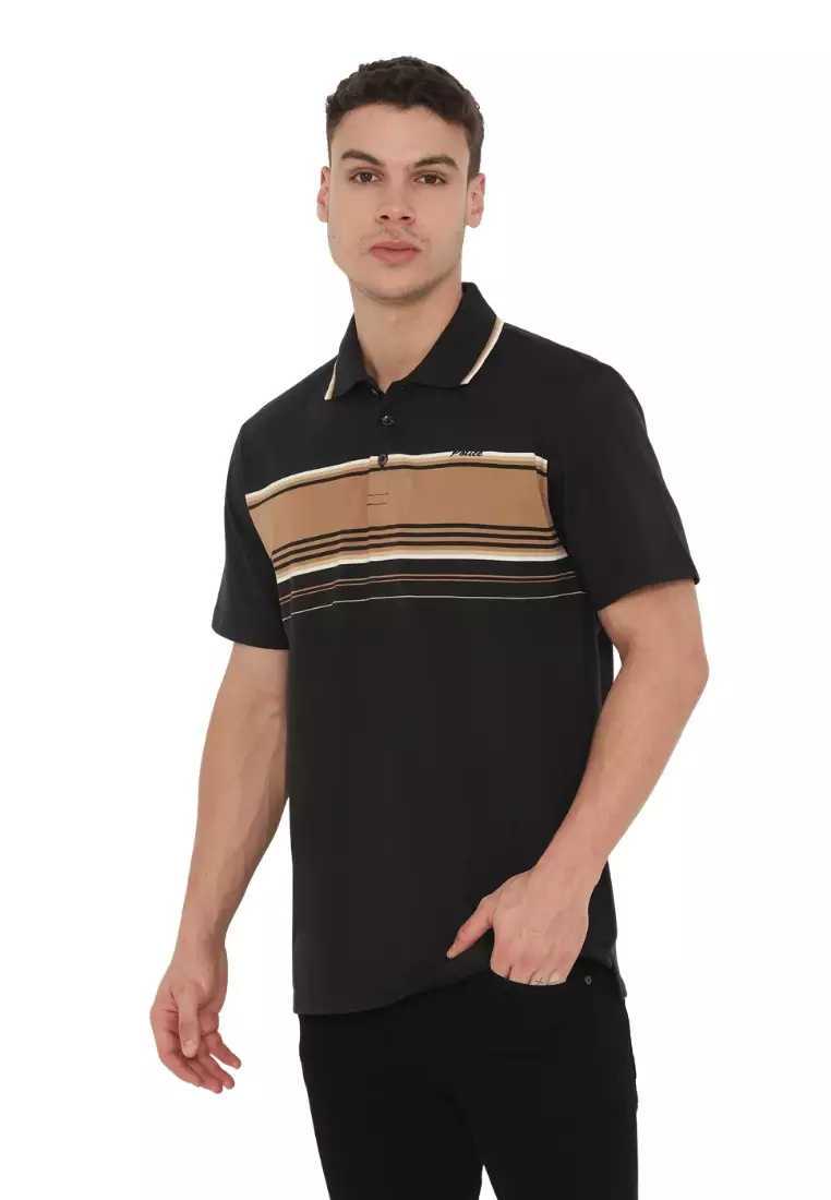 POLICE Polo Shirt Salur Bordir Cotton Premium Tebal Pria 553041