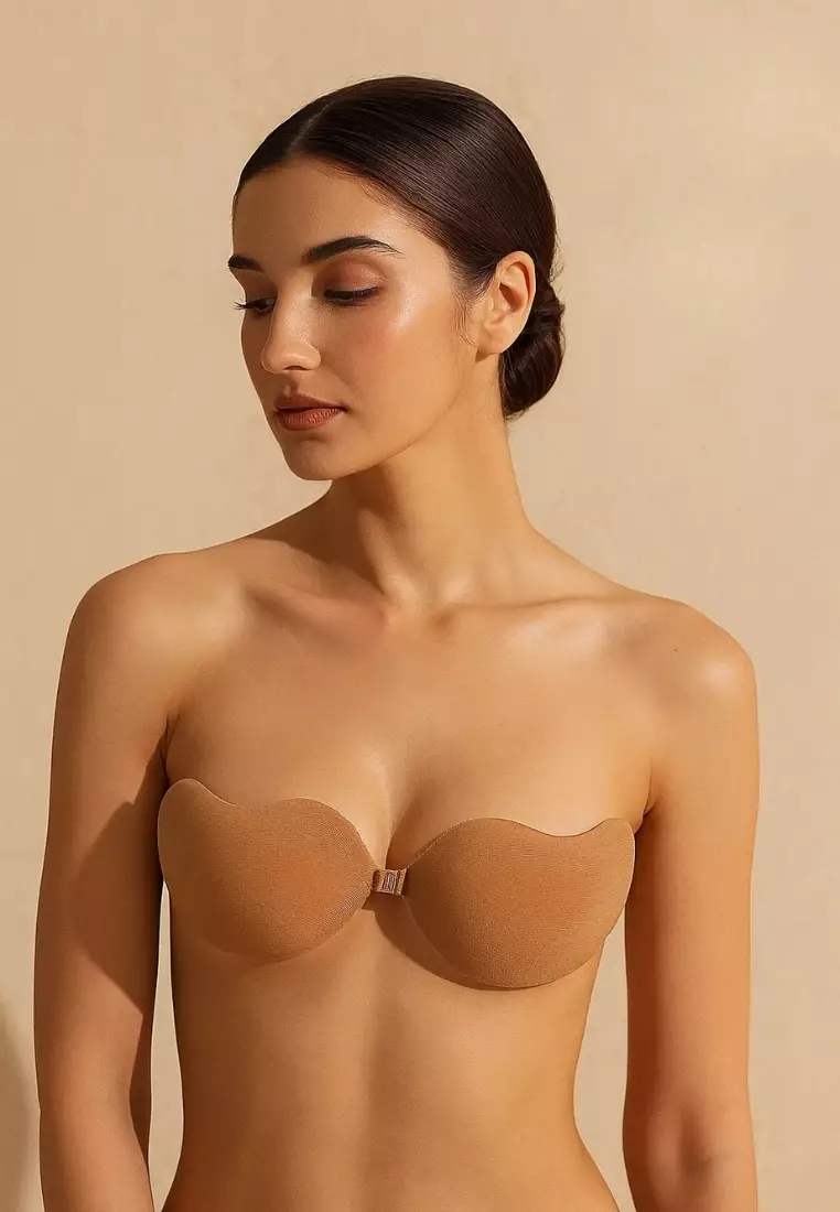 Special Bundle Emilia Wing Push Up Nubra in Nude Seamless Invisible Reusable Adhesive Stick on Wedding Bra and Nipple Cover Silicone