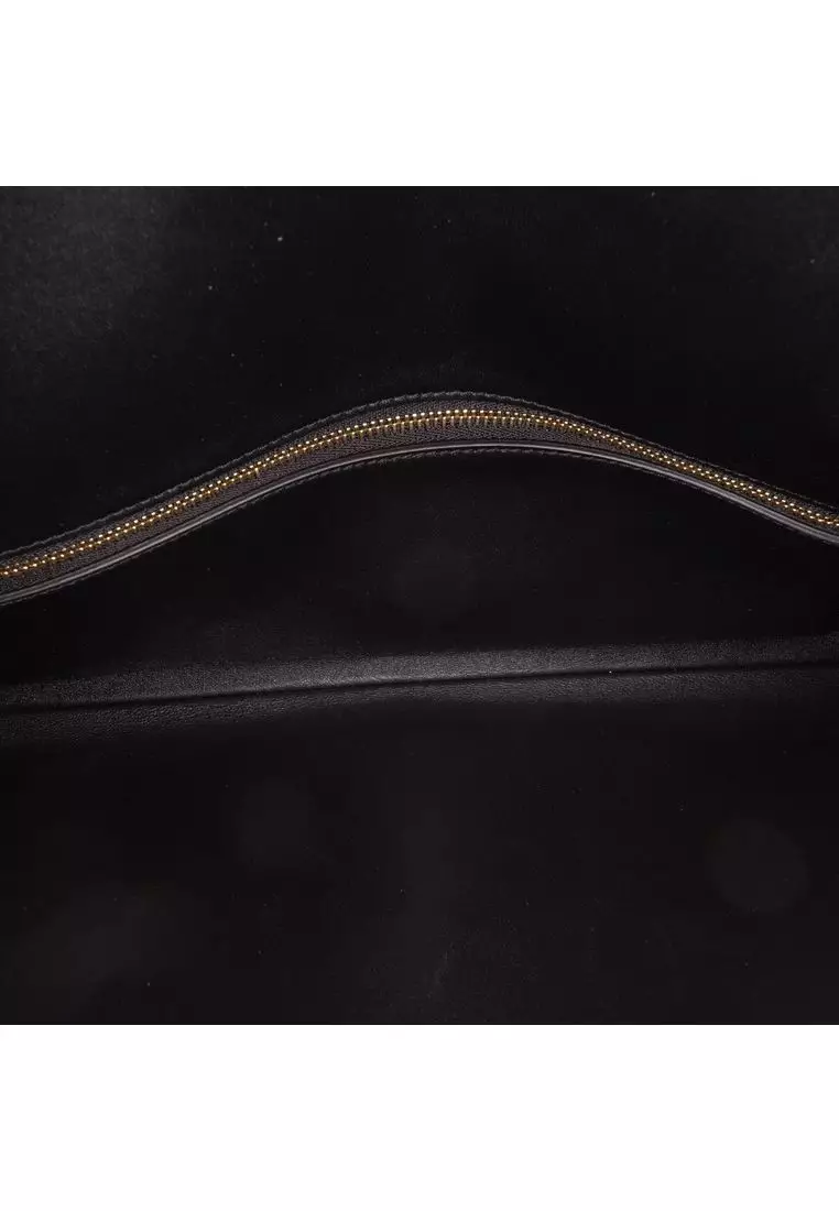 Pre-Loved Celine Leather Asymmetric Logo Clutch
