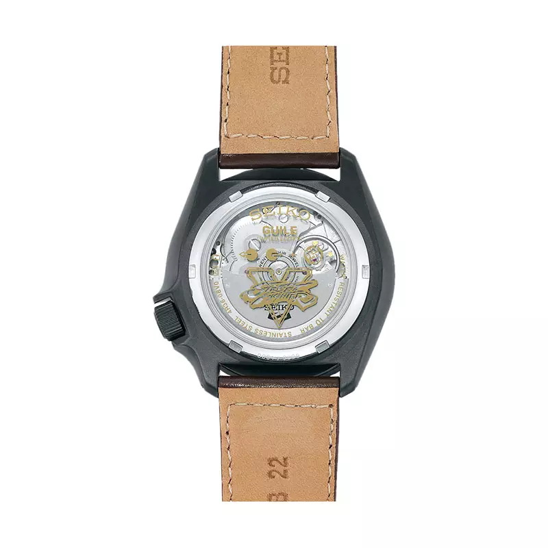 Jam Tangan Pria Seiko 5 Sports SRPF21K1 Street Fighter Guile Indestructible Fortress Leather Strap Limited Edition