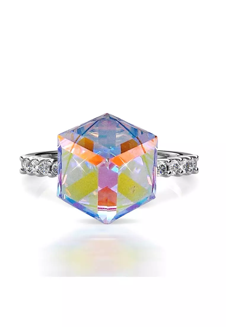 Cube Ring AB WG - Cincin Crystal by Her Jewellery