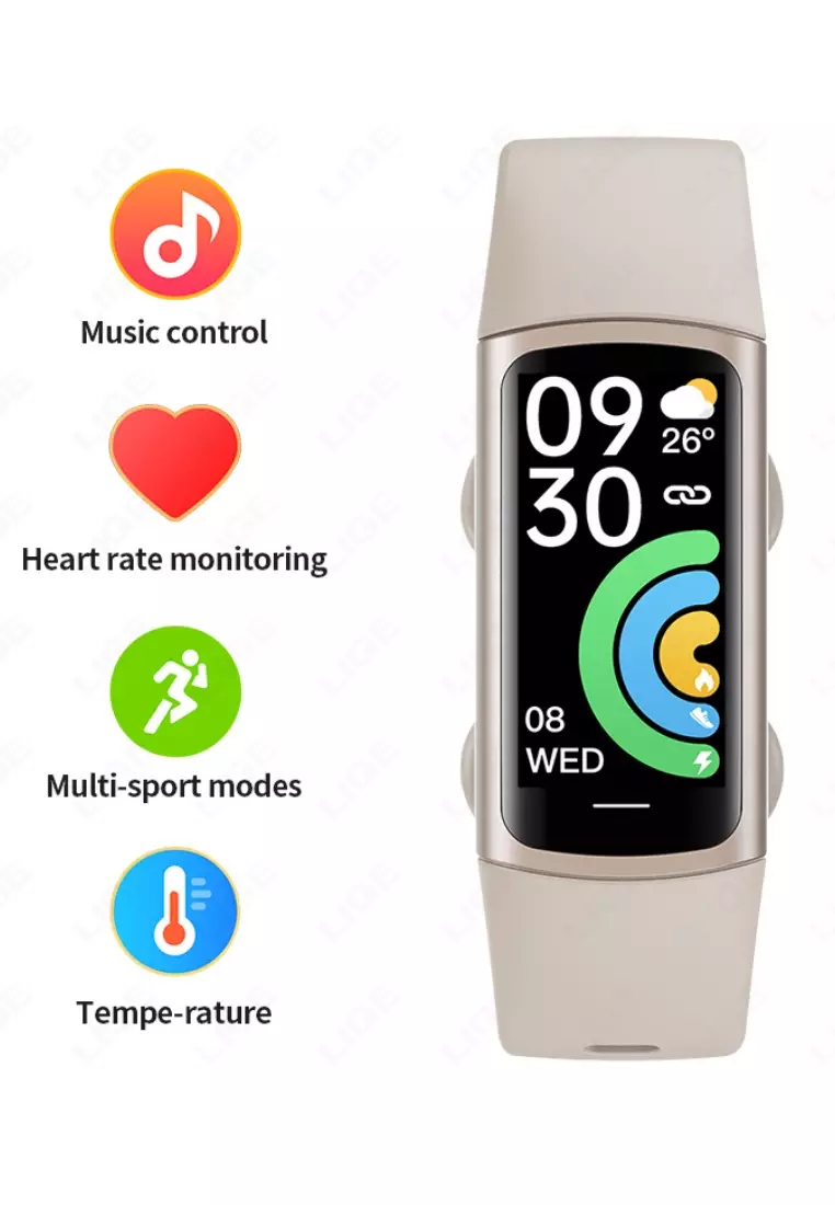 Unisex IOS/Android Fitness Watch - IP67 Waterproof - Silver/White