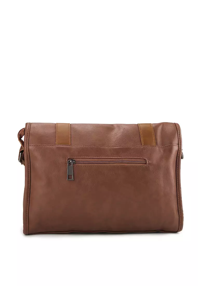 Distressed Leather Relay Messenger Bag