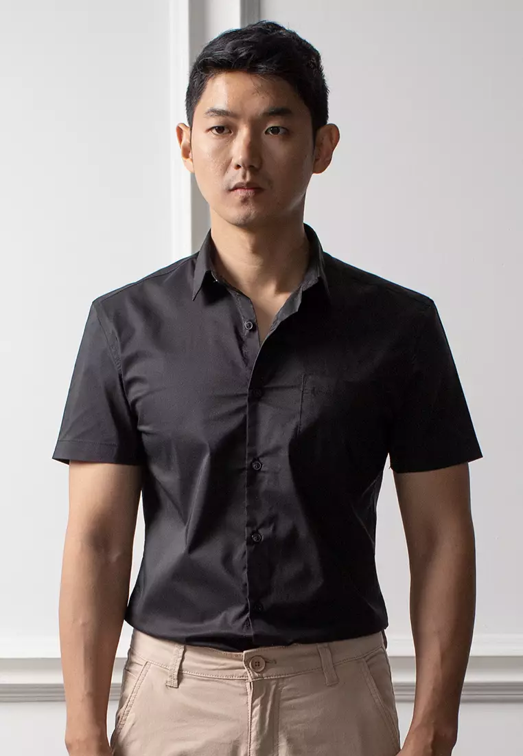 Kemeja Tangan Pendek Formal Stretch Oxcon Black