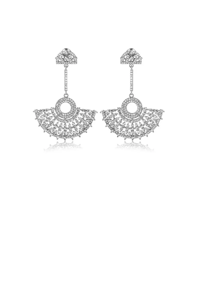 Buy Glamorousky Fashion and Elegant Geometric Fan Earrings with