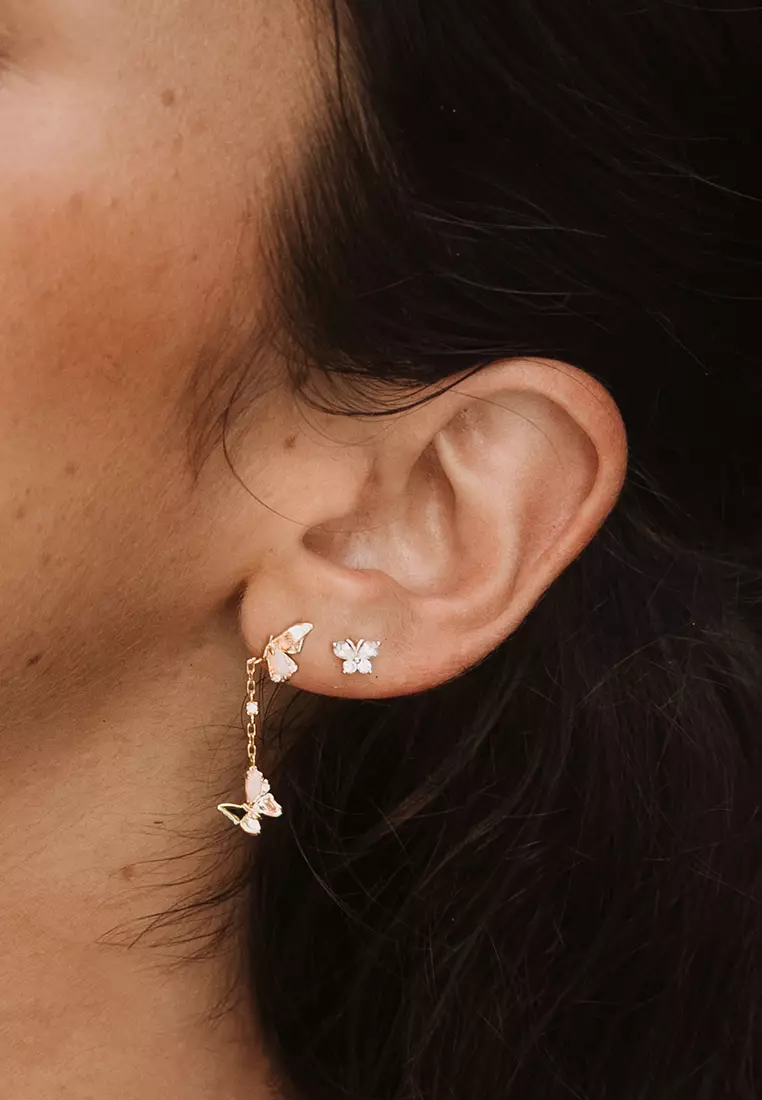 Wanderlust Co Opal Butterfly Earrings Butterfly Opal Gold Earrings