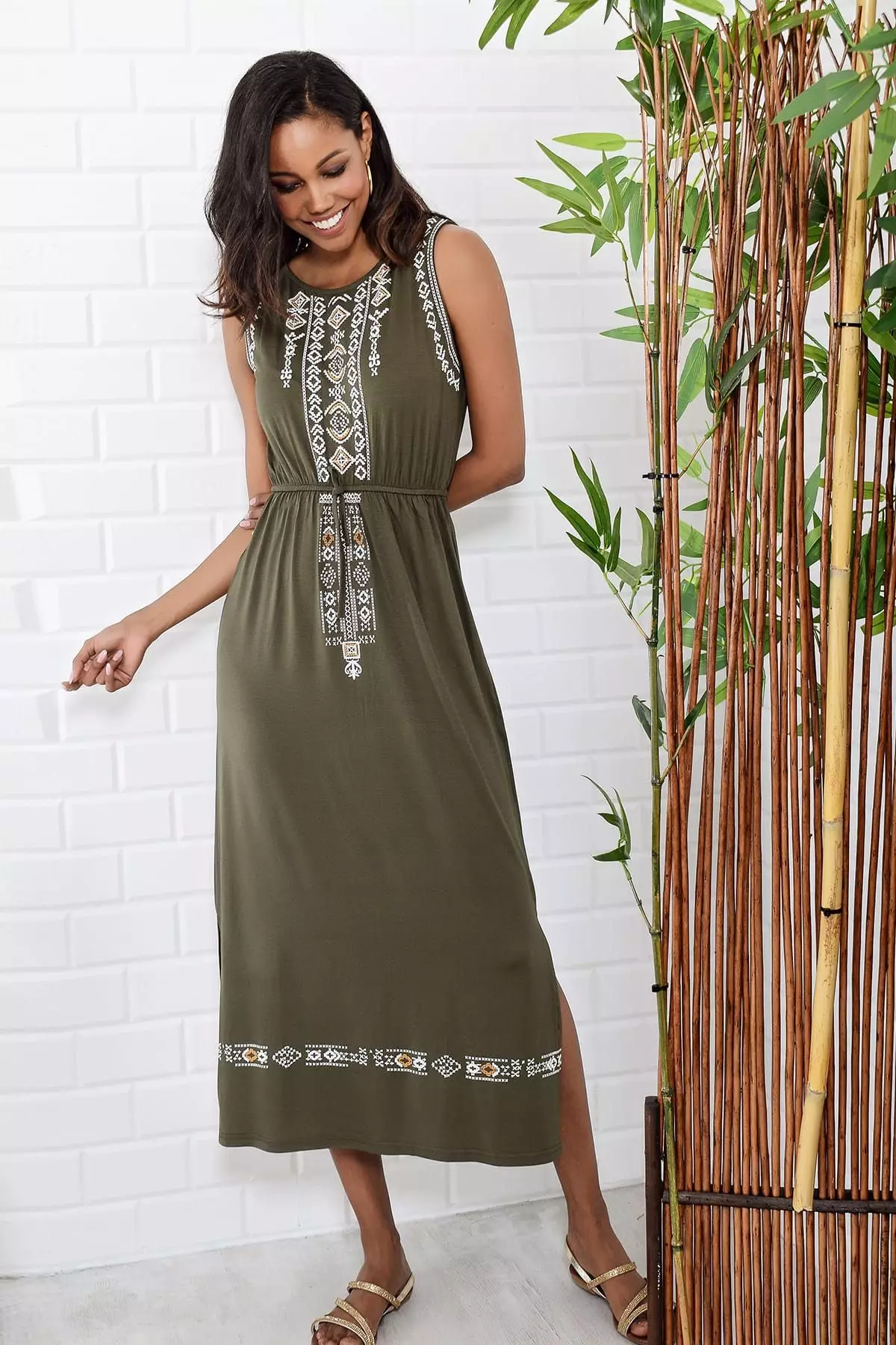 Sleeveless Slit Midi Dress