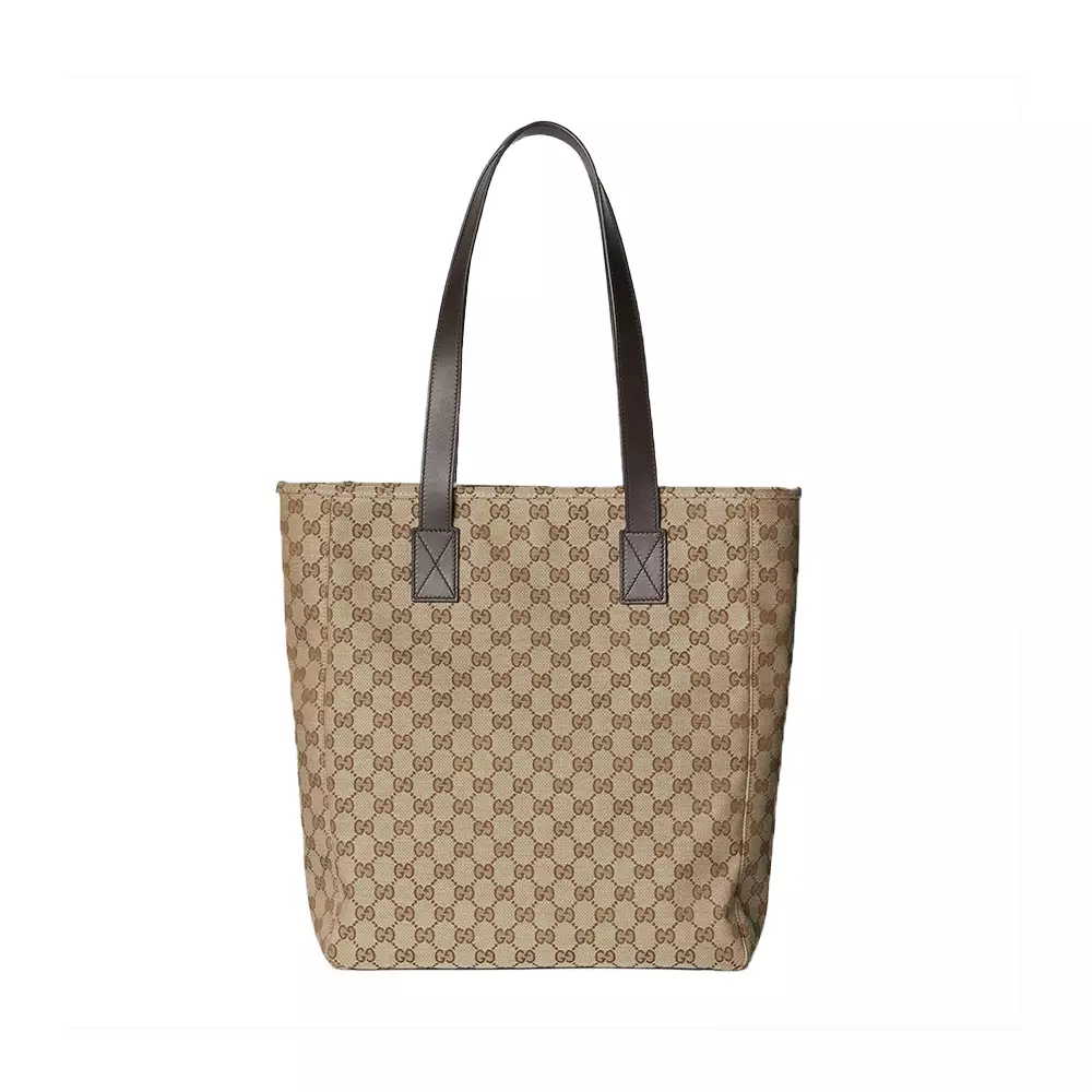 GG Canvas Large Tote Bag Beige/Dark Brown