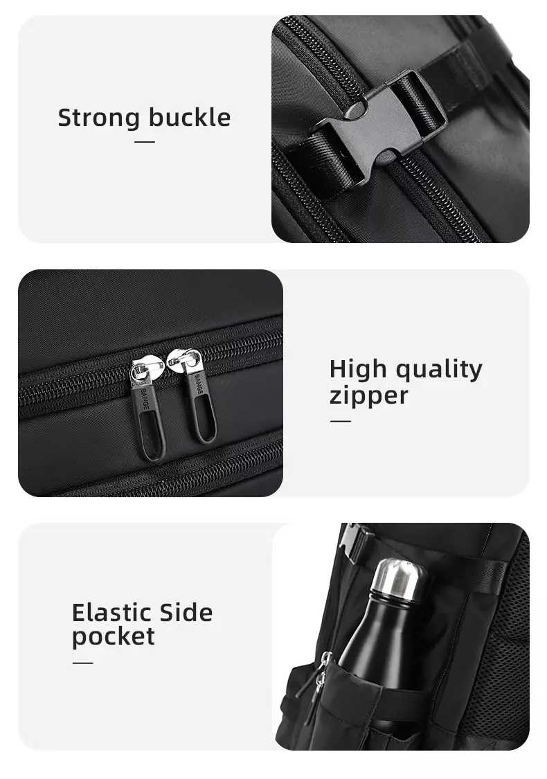 Bange BG1800 Tas Ransel Tas Travel Backpack Laptop Kerja Pria USB 17" - Hitam