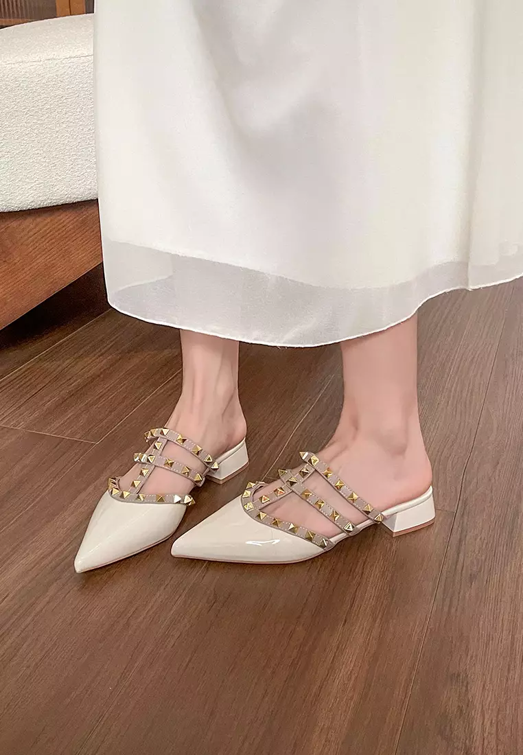 4CM Rivet Strap Mid Heel Shoes WW6163-3