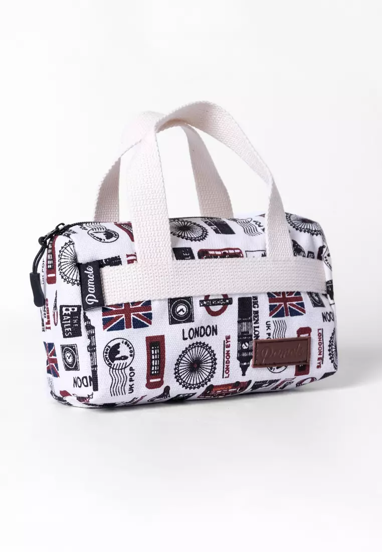 Pamole Pouch Kosmetik Bahan Kanvas Penutup Resleting - London