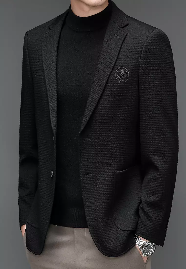 Embroidery Striped Wool Blazer 5836