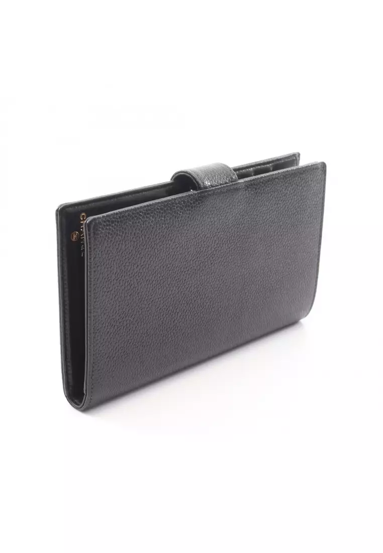 小物 CHANEL CC Mark Wallet Caviar Skin Black Chanel Chanel Black Caviar Leather CC Logo Long Wallet