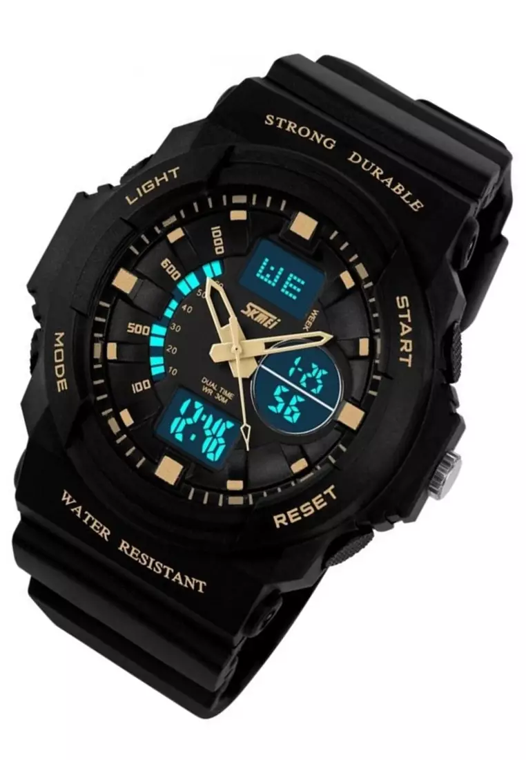 Jam Tangan Sporty Analog Digital Pria Waterproof Strap Tali Material Silicone QC43 ORIGINAL