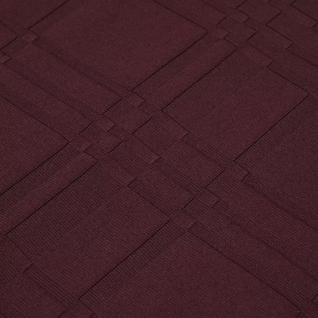 Geometric Square Textured T-Shirt Burgundy