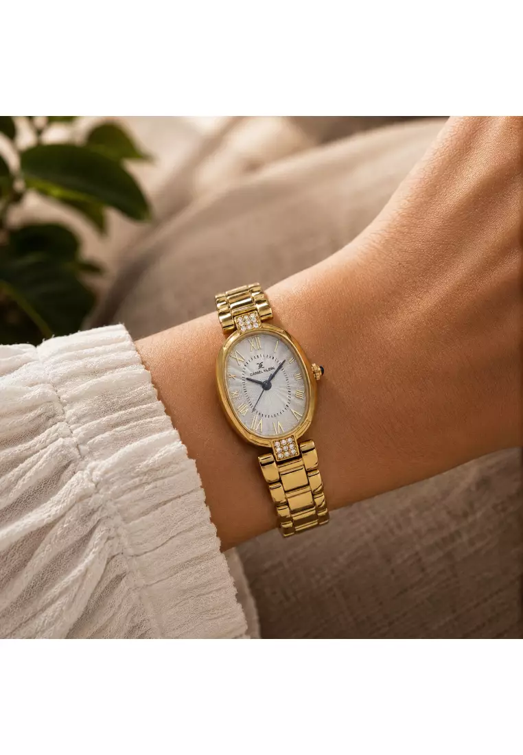 Women Analog Gold Stainless Steel Diamond Watch DK.1.14305-2