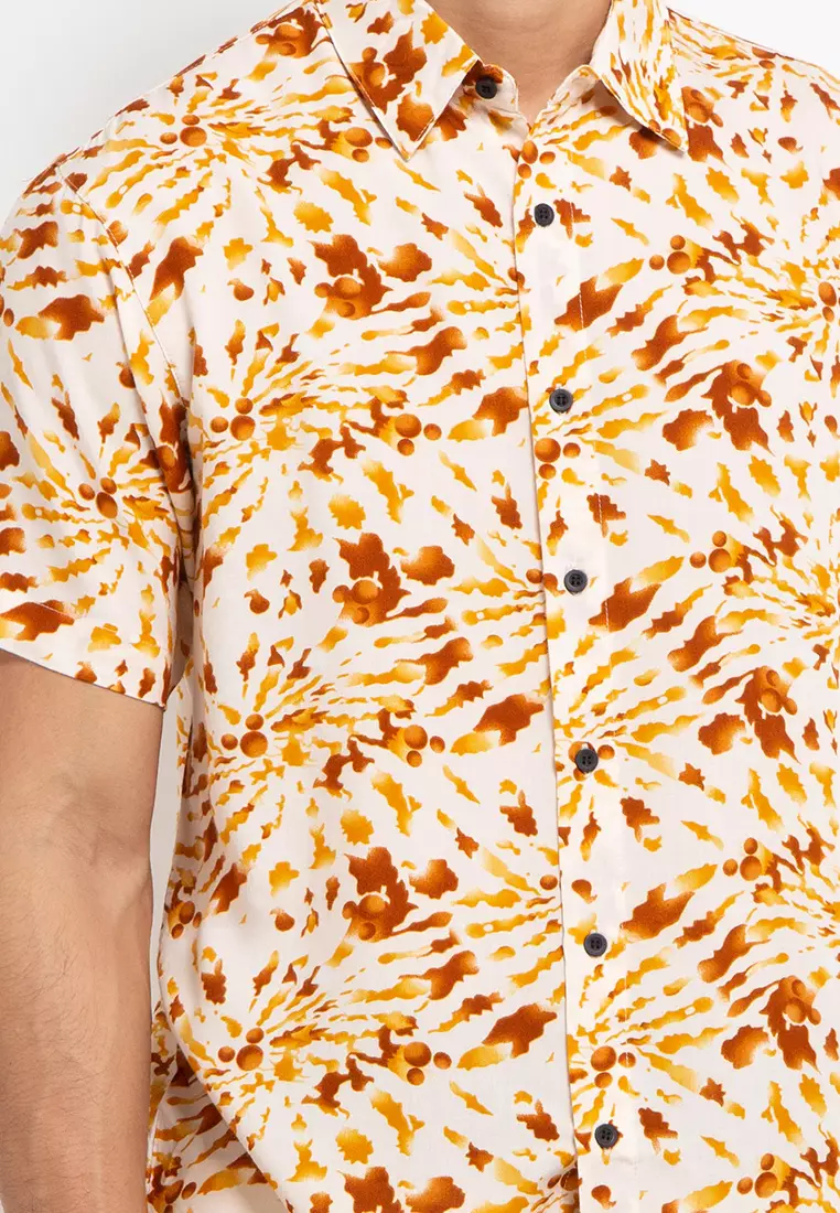 Nade Japan NTA03 Kemeja Pria Kasual Motif Tie Dye C1 Orange