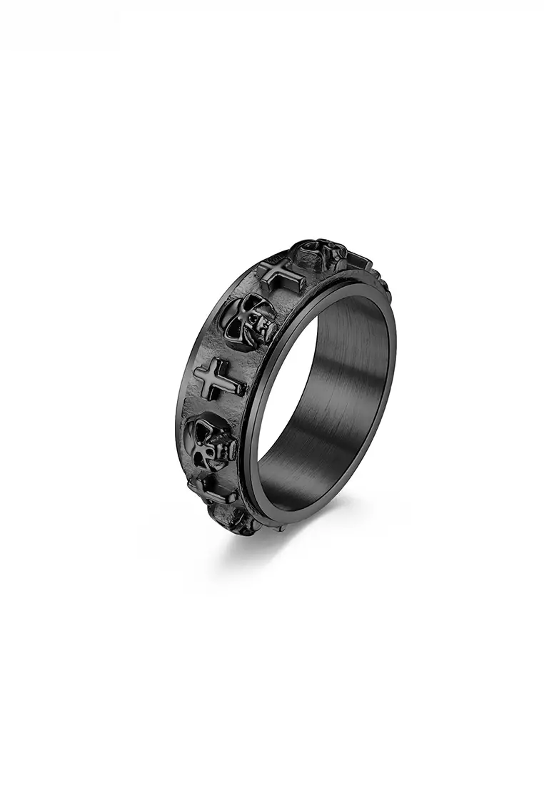 Mens black sale steel ring