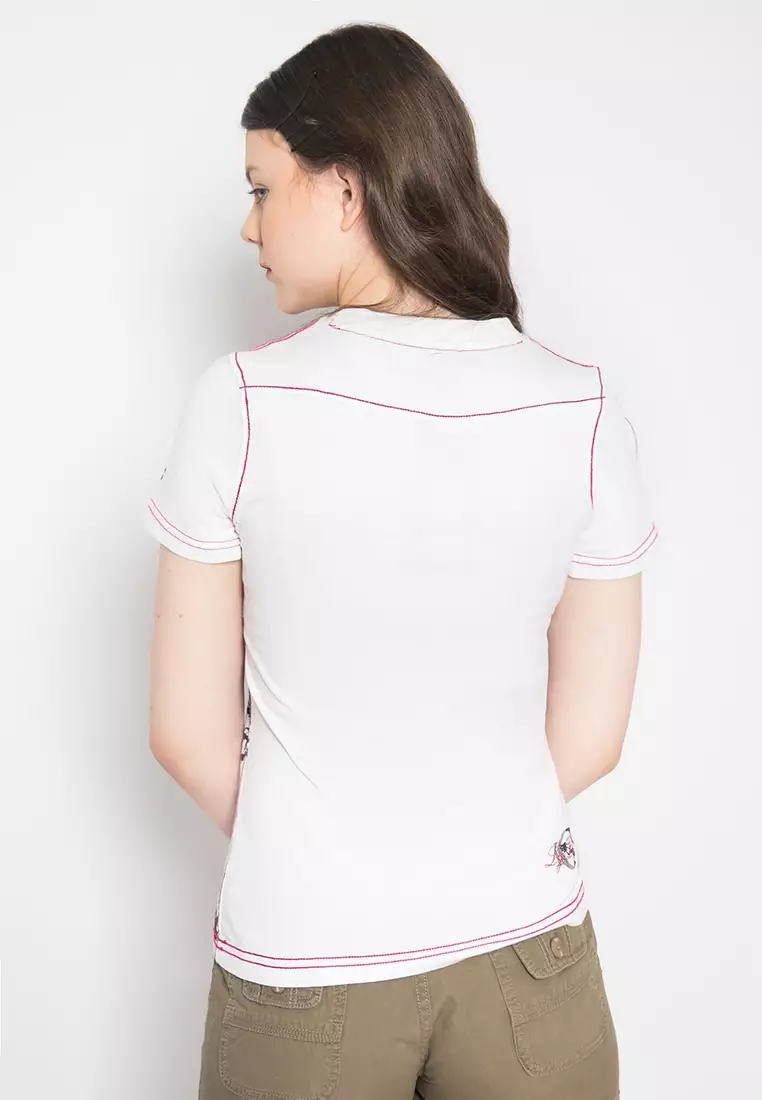 LGS - Kaos Casual Wanita - Lengan Pendek - Basic Putih - Gambar Sablon Abstrack - LTS.555.T678M.019.C