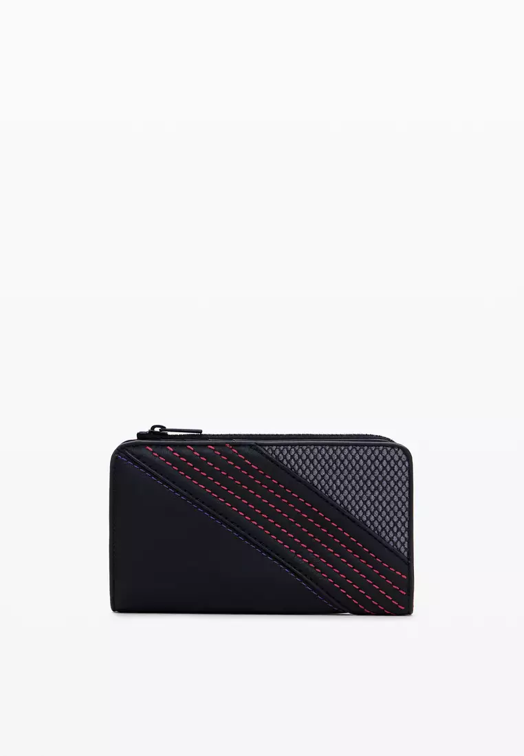 Faux leather wallet with contrasts