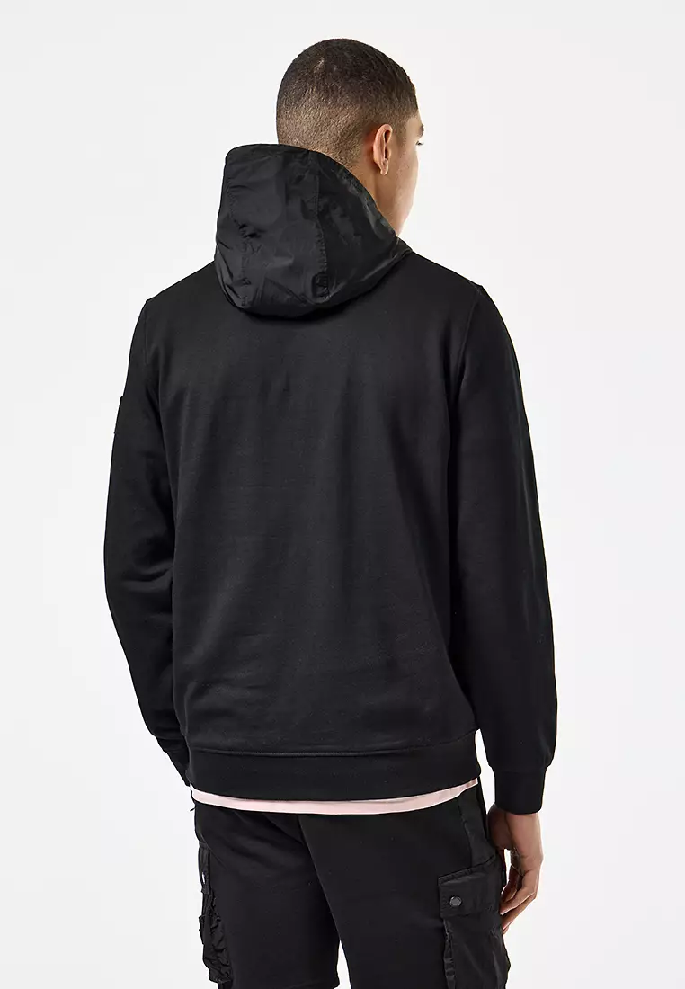 Mens Black Sumida Parachute Pocket Hoodie
