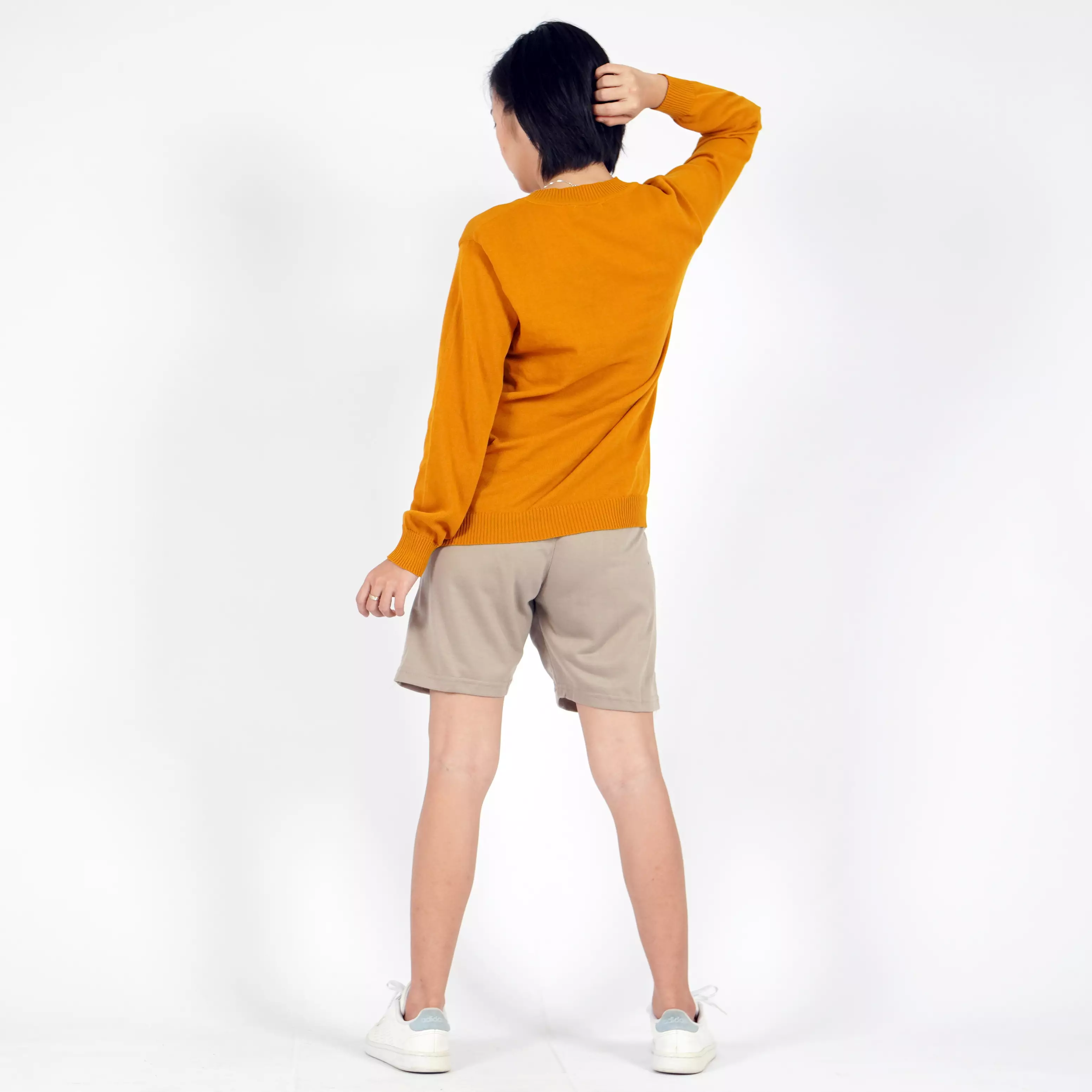  Vanessa Knit Outer Rajut Leher V Neck Sweater Rajut Wanita - CARAMEL