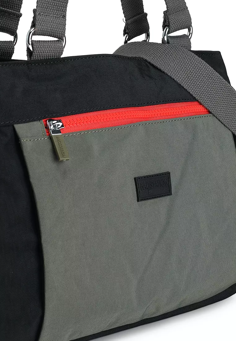 Colour Block Nylon Convertible Shoulder Bag