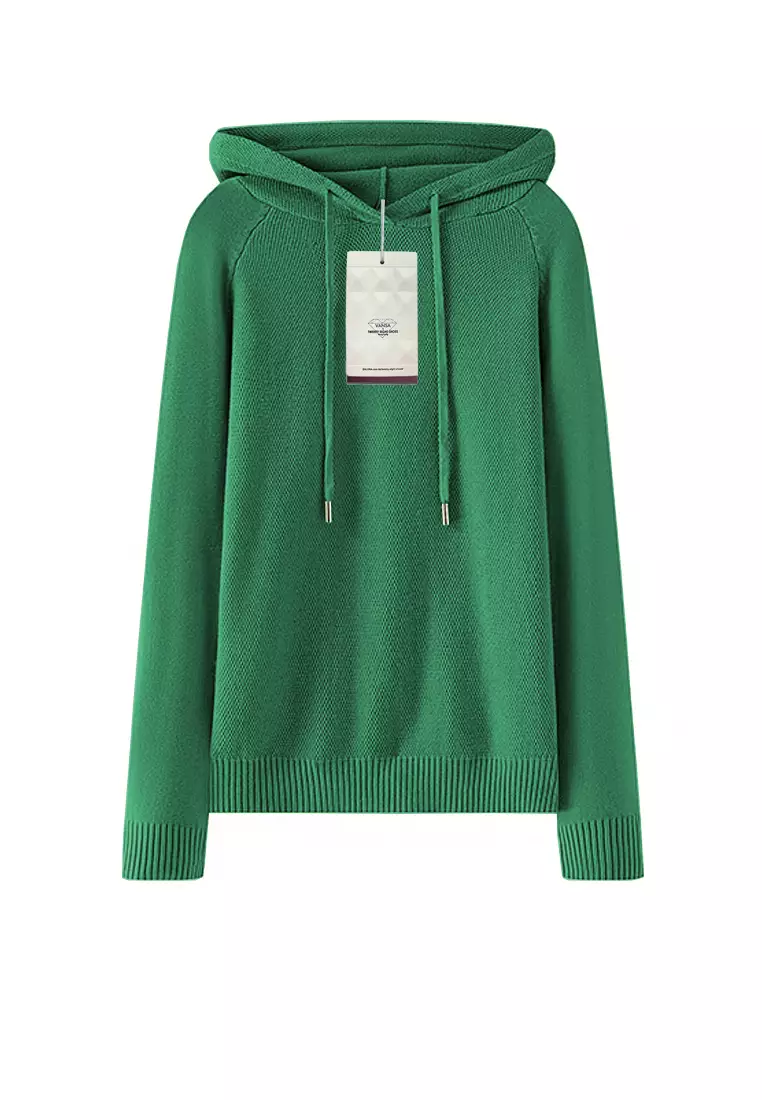 VANSASolid Color Hooded Knitted Sweater VCW-Kw-05232