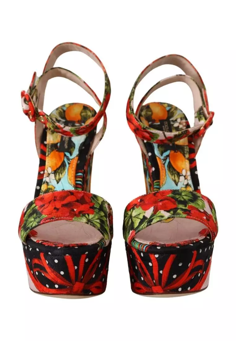 Multi-Color Floral Wedge Heels for Women for sale