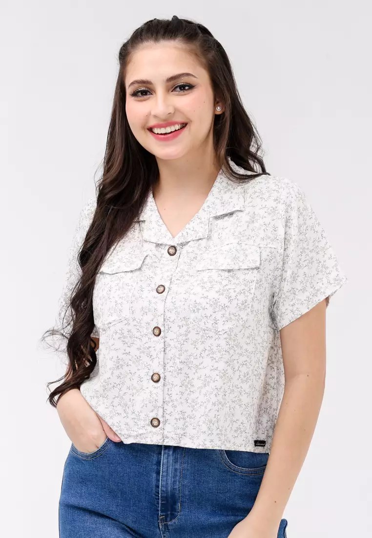 Woven Printed Rayon Short Sleeves Blouse