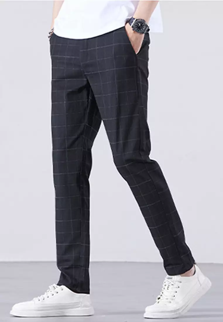 Checked Slim Fit Suit Pants