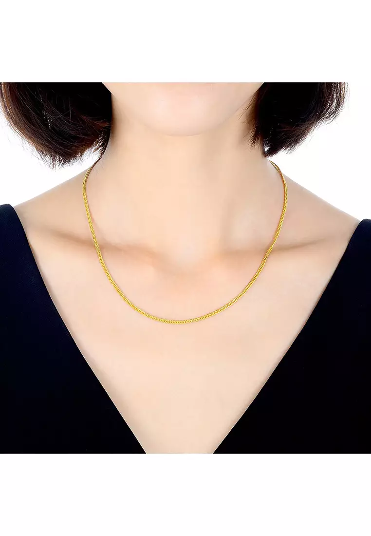 916/22K Gold Hollow Machine Curb Chain Necklace R020 (2.50MM, 45CM)