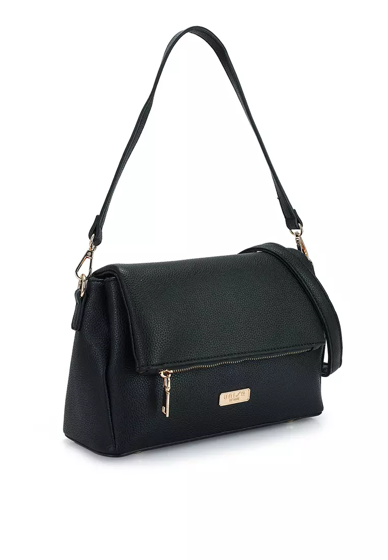 Pebbled Flap Over Convertible Top Handle Bag