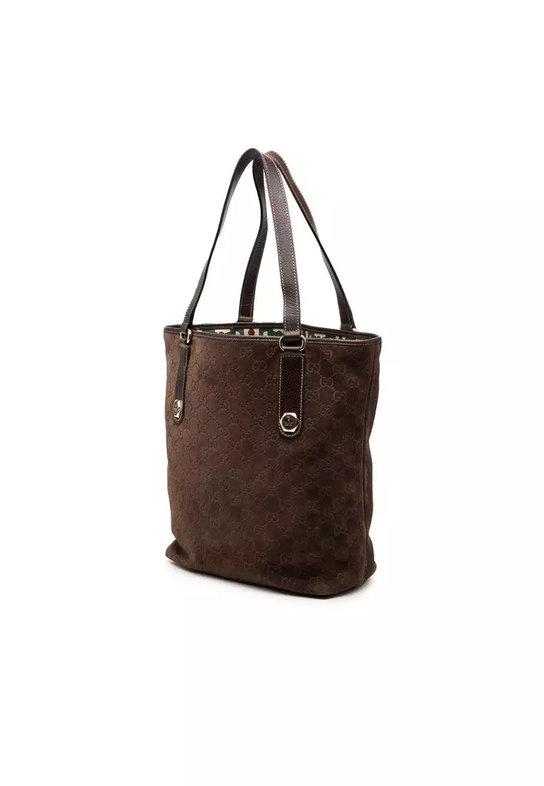 Pre-Loved Gucci Gg Suede Charmy Tote
