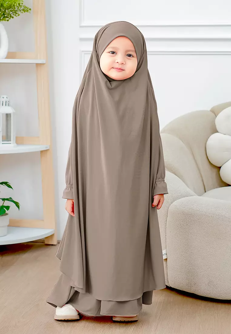 Alyafa Khimar One set Syari | Set Dress Gamis Syari Cadar - Anak - L