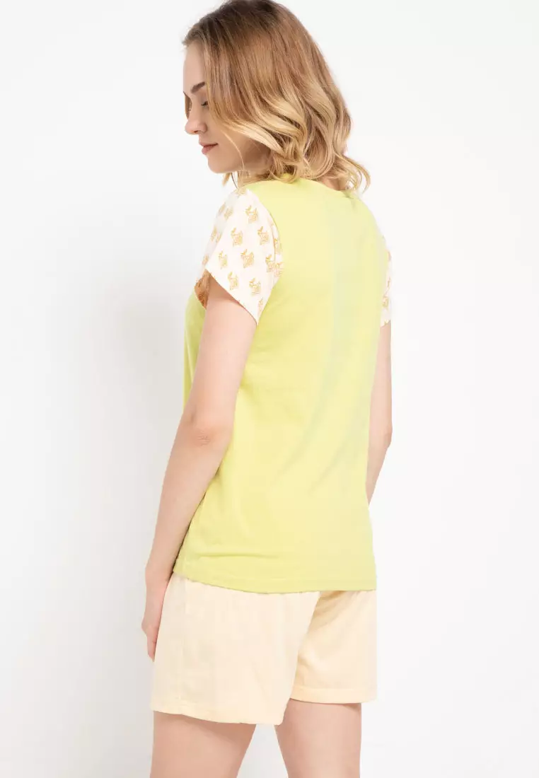 Pyjama Short Sleeve Short Pants Flower Sleepwear