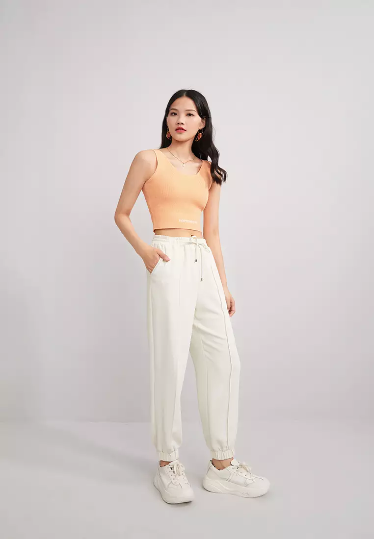 Elastic Waist Contrast Fold Jogger Pants