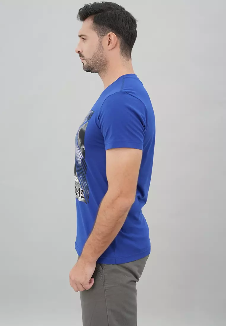 LGS - Kaos Youth Casual Pria - Lengan Pendek - Motif Sablon - Warna Biru - Slim Fit - GTS.878.N255.02.C