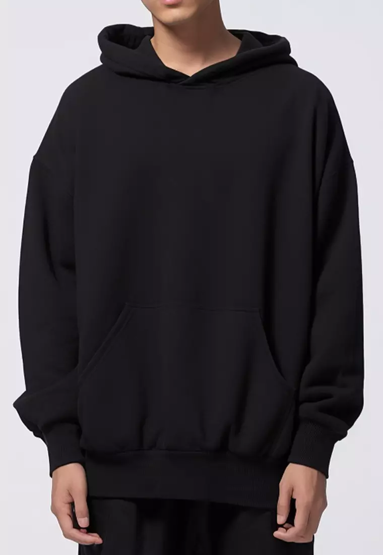 MOB19 Hoodie Pria Premium ScubaLux Adem "hustle muscle" hitam