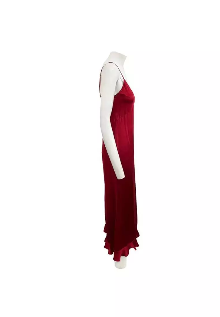 Buy Reformation Pre Loved REFORMATION Dark Red Elegant Silk Dress