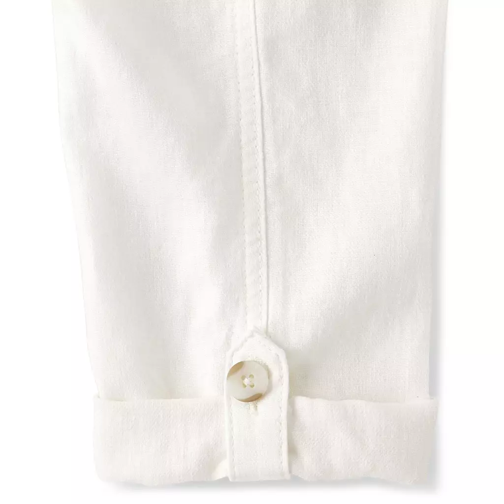 Unisex Kids Roll Cuff Linen Blend Pull On Pants - Celana Panjang Bayi Laki (Putih)