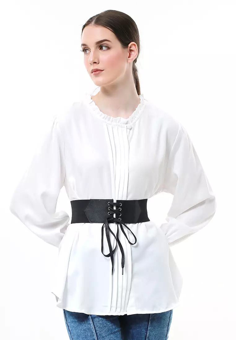 Alexa Ikat Pinggang Wanita Gesper Tali Pita Fashion Belt Material Karet ORIGINAL - Black