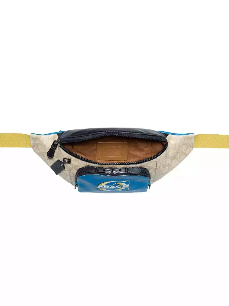CH587 Signature Block Track Belt Bag Light Khaki Blue Jay Multi